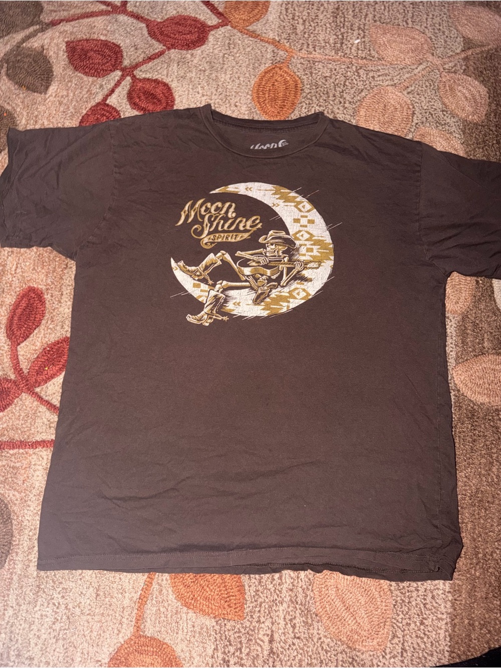 Men's Black Short-Sleeve Graphic Tee with Moon & Skeleton Design